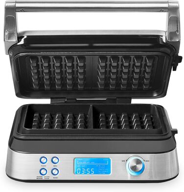 Вафельниця GASTROBACK 42424 Advanced Control з керуванням LCD-дисплеєм, 5 програм, 7 рівнів підсмажування, нержавіюча сталь, 1600 Вт, срібна (Single)