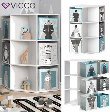 Дитяча полиця Vicco Luigi, біла, 64x107.8 см, з 6 складними коробами, варіант 2