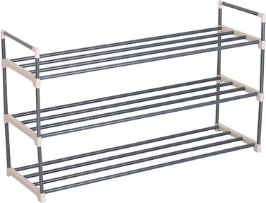 Полиця для взуття WOLTU на 3 рівні, для 15 пар, бежево-сіра, 92x30x54 см