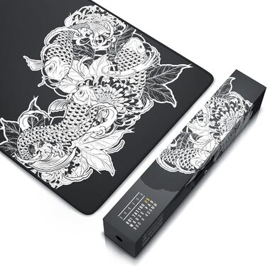 Килимок для миші TITANWOLF XXL 1000x600mm з мотивом Koi Tattoo – великий килимок для геймінгу, покращена точність та швидкість