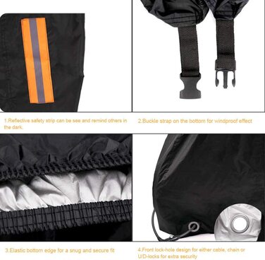 Чохол для мотоцикла TOPTREK XXL водонепроникний, зимовий, 210T Oxford, для Harley-Davidson, Honda, Suzuki, Kawasaki (245×105×125 см)
