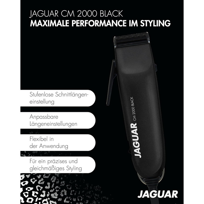 Професійна машинка для стрижки волосся JAGUAR CM 2000, чорна, мережа, швидкознімна, насадки