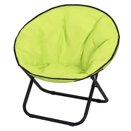 Outsunny Camping Chair Складне кемпінгове крісло зі спинкою, складне крісло до 120 кг, м'яке місячне крісло дуже широке, розкладне крісло Вуличне крісло для саду, балкона, кемпінгу, жовтий