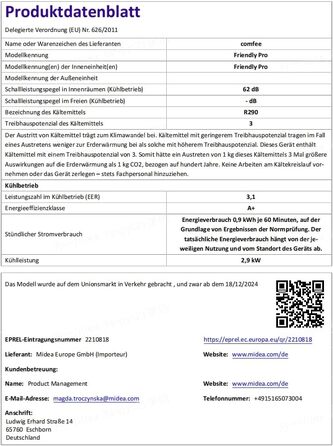 Мобільний кондиціонер Comfee Breezy Cool Pro 2.0 7000 BTU (2.0 кВт) з Wi-Fi, охолодження, вентиляція, осушення – для приміщень до 68 м³
