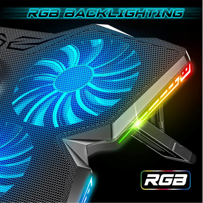 Охолоджувач для ноутбука Spirit of Gamer AIRBLADE 500 (10-17 дюймів), 4 тихі вентилятори, RGB підсвітка, сумісність з PC, PS5, PS4, Xbox