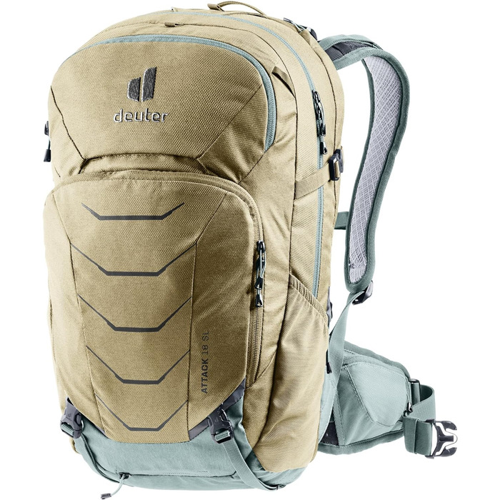 Жіночий велосипедний рюкзак Deuter Attack 18 SL з протектором, 18 л, колір Desert Sage
