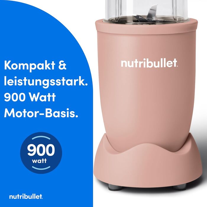 Nutribullet Pro 900 Блендер для смузі та коктейлів, 900 Вт, матово-рожевий (NB904MASN) - професійний міксер для фруктів та овочів