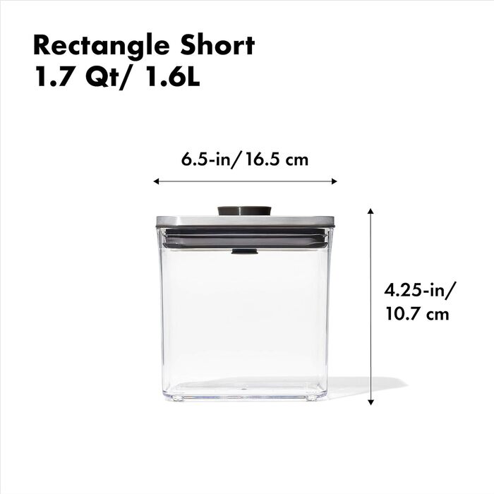 OXO SteeL прямокутний контейнер для зберігання продуктів 1,6 л, герметичний, із кришкою, нержавіюча сталь
