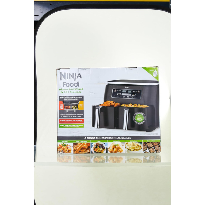 Аерофритюрниця Ninja Foodi Dual Zone 7,6 л, 2 кошики, цифрова, антипригарне покриття, 6-в-1, для 4-6 порцій, чорна (AF300EU)