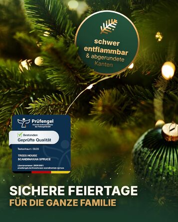 Штучна ялинка TreesHouse Scandinavian Spruce 180 см, реалістична зелена хвоя, підставка з FSC-дерева