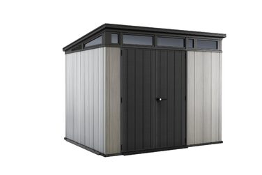 Садовий будинок Keter Artisan Gerätehaus 214x218x226 см, сірий (9x7) – вуличний, з підлогою, односхилий дах, подвійні двері та вікна, для зберігання речей на вулиці, 8,3 м³
