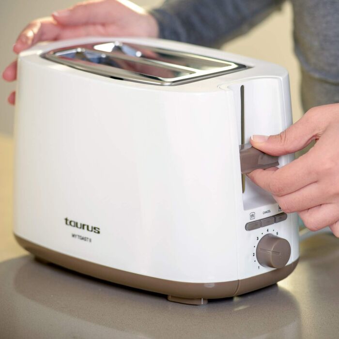 Тостер Taurus Mytoast II, 750Вт, 2 слоти, 7 режимів, автоцентрування, підігрів, розморожування, піддон для крихт, підсвічування, білий