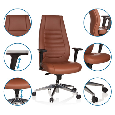 Офісне крісло / крісло керівника VITORO штучна шкіра коричневий hjh OFFICE