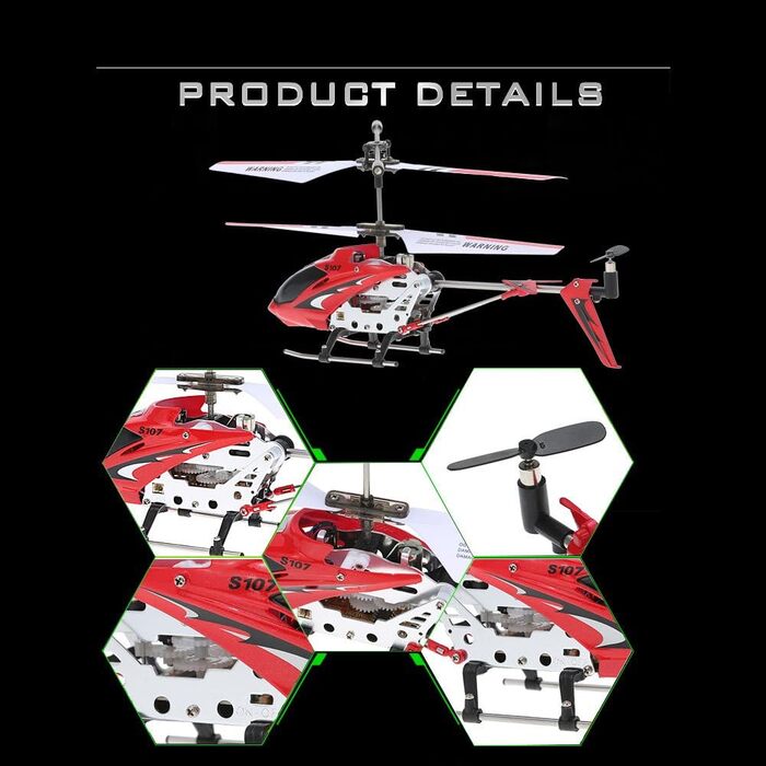 Радіокерований вертоліт Syma S107G 3-канальний інфрачервоний з гіроскопом, червоний
