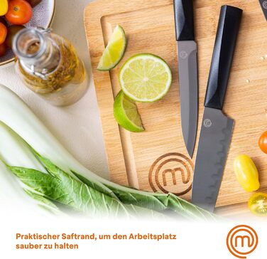 Дерев'яна обробна дошка MasterChef з жолобком для соку, натуральна, екологічна, 39x27x3 см, надміцна, деревне забарвлення, для кухні