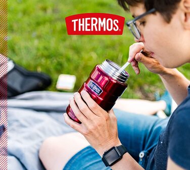 Термос для їжі Thermos Stainless King 710 мл, нержавіюча сталь, червоний, зберігає гаряче 14 годин, холодне 24 години, герметичний, для супу, мюслі, рагу, підходить для посудомийної машини