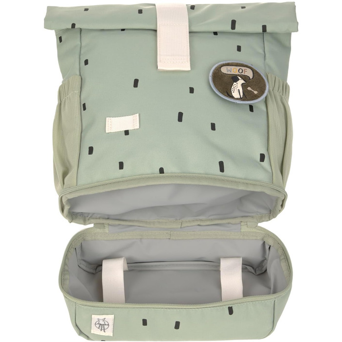 Дитячий рюкзак LÄSSIG Rolltop з нагрудним ременем, водостійкий, 11 л, оливковий, Happy Prints