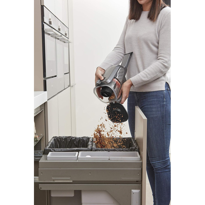 Акумуляторний ручний пилосос BLACK+DECKER Dustbuster Smart Tech 36 Вт/18 В, циклонний, 2 режими, з висувною щілинною насадкою, титан/срібло/чорний, з зарядним кабелем