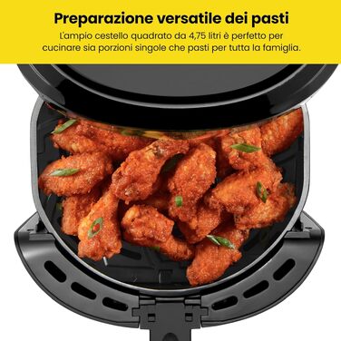 Електрична аерофритюрниця Chefman 4.75 л, цифрова керування One Touch, антипригарне покриття, чорна