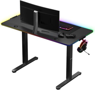 Комп'ютерний стіл Huzaro Hero 8.2 RGB, електричний, LED-підсвітка, регульована висота, 120x60 см, метал, чорний
