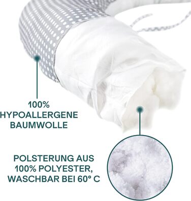 Подушка для вагітних та годування Koala Babycare XXL, для сну на боці, з чохлом із 100% бавовни, медична, для дорослих, сірий з білими точками