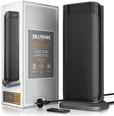 Керамічний обігрівач Brandson 2000W з дистанційним керуванням, тихий, енергозберігаючий, з холодним режимом, двома рівнями потужності та осциляцією, для офісу, вітальні, спальні, чорний