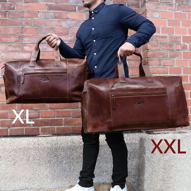 Велика шкіряна дорожня сумка SID & VAIN Bristol XL, ручна робота, коричнева, для чоловіків і жінок, спортивна сумка та ручна поклажа з плечовим ременем