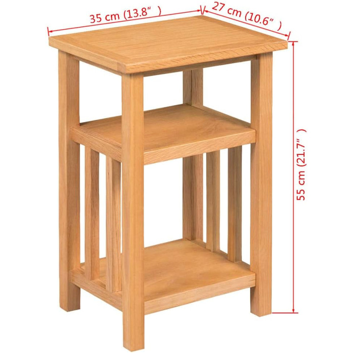 Журнальний стіл vidaXL з полицею для газет, масивний дуб, 27x35x55 см