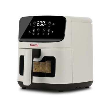 Аерофритюрниця Girmi FG27 Ecofrit Lite, 4.2 л, 1400 Вт, цифровий дисплей, 8 програм, таймер, без BPA та PFOA, колір крейдяно-білий