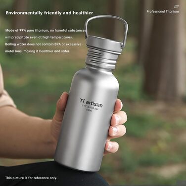 Титанова пляшка для води Ti Artisan Titan-Trinkflasche 750 мл: спортивна, легка, герметична для кемпінгу, хайкінгу, велоспорту