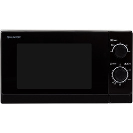Мікрохвильова піч Sharp R200BKW 20 л, 800 Вт, 5 режимів, таймер 35 хв, чорна, скляний піддон, енергозберігаюча