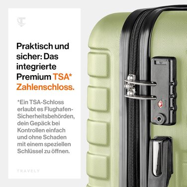 Валіза Travely XL з полікарбонату, велика (77 см), 100л, з TSA-замком та колесами, колір туманно-зелений
