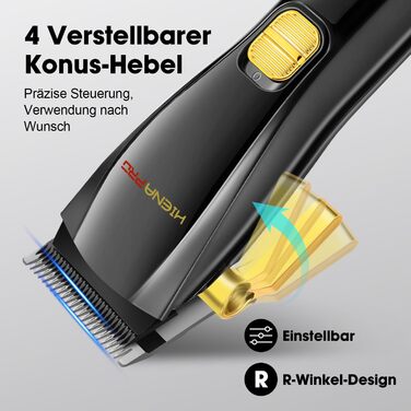 Професійна машинка для стрижки HIENA PRO з Т-лезом, бездротова, з LCD-дисплеєм, USB-зарядка, чорна – комплект для барбера
