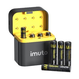Набір літієвих акумуляторів imuto AAA 1.5V 1300mWh (8 шт.) з зарядним пристроєм, 2500 циклів зарядки