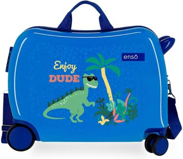 Дитяча валіза Enso Dino, синя, 50x39x20 см, жорсткий ABS, кодовий замок, 34 л, 2,1 кг, 4 колеса, ручна поклажа