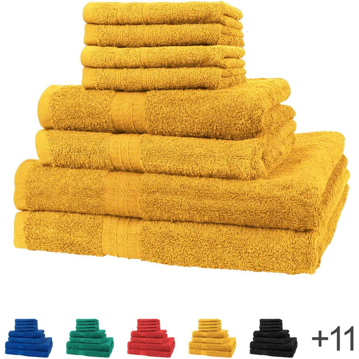 Набір рушників 8 шт: 4×30x30 см, 2×140x70 см, 2×100x50 см, жовті