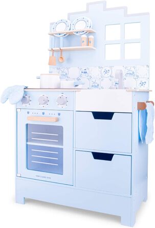 Дитяча дерев'яна кухня New Classic Toys Bon Appétit у стилі Делфтського фарфору, синя, рольова гра