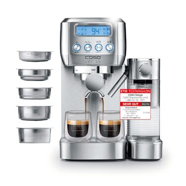 Кавомашина еспресо CASO EspressoGourmet Crema: професійна кавоварка з пінозбивачем, нержавіюча сталь, 20 бар, для кави та капучино