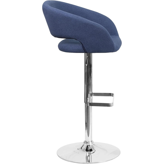 Барний стілець Flash Furniture Erik, синій текстиль, хром, регульована висота, зручна спинка та підніжка