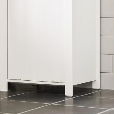 Високий шафа SoBuy BZR102-W для ванної з висувним кошиком для білизни, вузький білий шафа для білизни 45x171x35 см