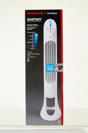 Оцилюючий турбовентилятор Honeywell QuietSet HYF260 для всієї кімнати, 5 швидкостей, 80° осциляція, таймер, автоматичне вимкнення підсвітки, пульт ДК
