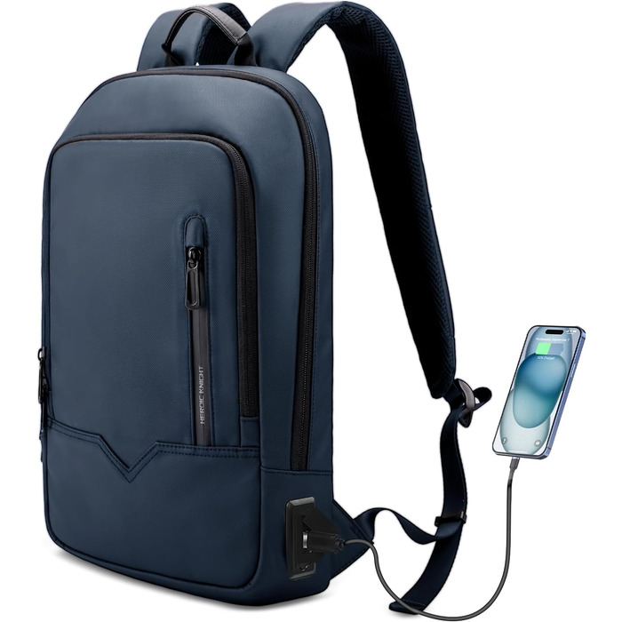 Чоловічий рюкзак HEROIC KNIGHT для ноутбука 17,3'' чорний, водонепроникний, USB, шкільний, для роботи, університету, подорожей