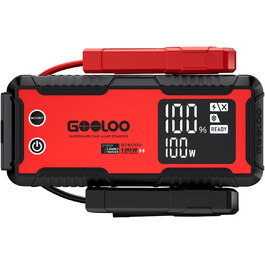 Powerbank-пусковий пристрій GOOLOO GT6000: 6000A, LED-ліхтарик, екран 3.2"