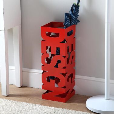 Сучасна підставка для парасольок Versa Design, металева, червона, для входу, кімнати чи холу, 52x19x19 см