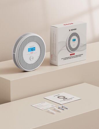 X-Sense XP0A-iR: Детектор диму та CO з голосовим оповіщенням та визначенням місця розташування, Wi-Fi, для 17 приміщень, сумісний з X-Sense Home Security App, білий