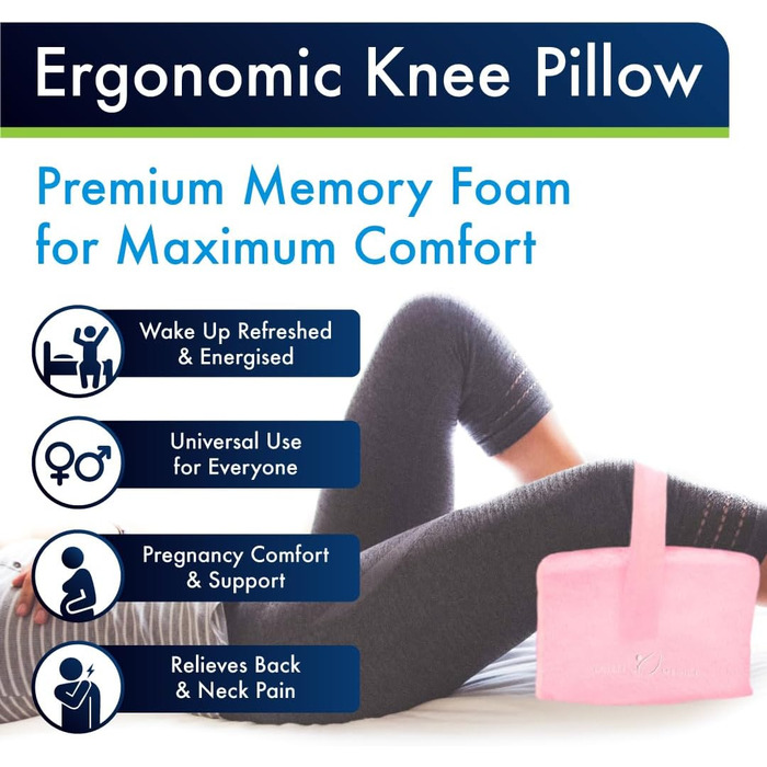 Подушка для колін з ортопедичною піною Memory Foam для сну на боці - підтримка при болях у спині, шиатці (Рожева, Regular)