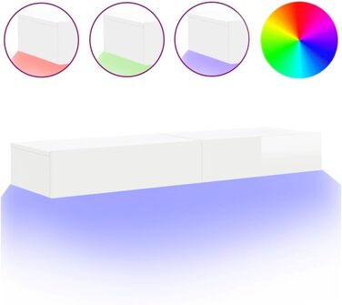 Комплект із 2 ТВ-тумб vidaXL з LED-підсвіткою, навісні, бетонно-сірі, 60x35x15,5 см, місткі меблі для телевізора