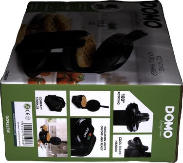 Вафельниця DOMO DO9223W з антипригарним покриттям, контрольна лампа, чорна