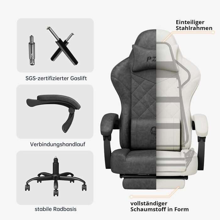 Ігрове крісло Ergonomic Gaming Chair з підставкою для ніг, ергономічний комп'ютерний стілець з високотехнологічної тканини для дорослих та підлітків, чорне