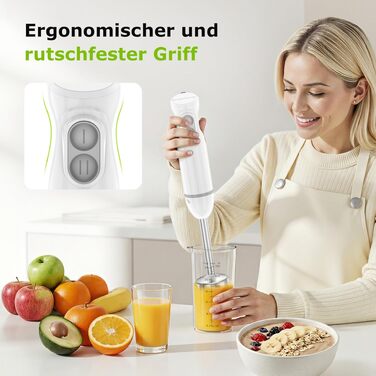 Блендер-подрібнювач Bonsenkitchen 2-в-1, 1000 Вт, нержавіюча сталь, 2 швидкості, з мірним стаканом 700 мл для дитячого харчування, супів, смузі та пюре
